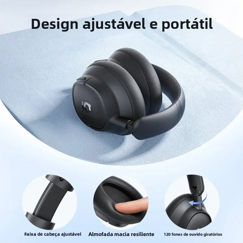 Baseus EH10 NC ANC Fones de ouvido sem fio 45dB Fones de ouvido híbridos adaptativos com cancelamento de ruído Hi-Res LDAC Fone de ouvido Bluetooth 6.0 80 horas