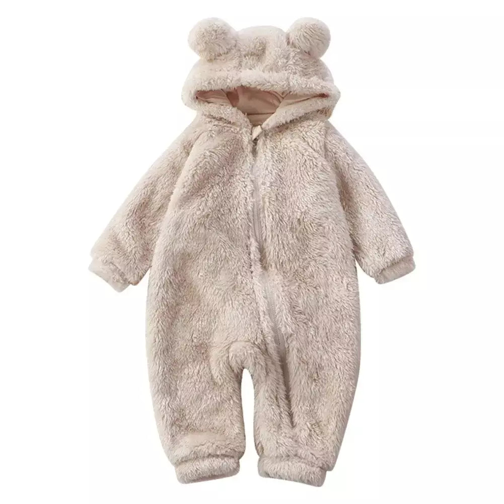 Inverno roupas de bebê bonito dos desenhos animados urso macacão de bebê pijamas infantil menino meninas animal traje com zíper macacão 0-24 meses