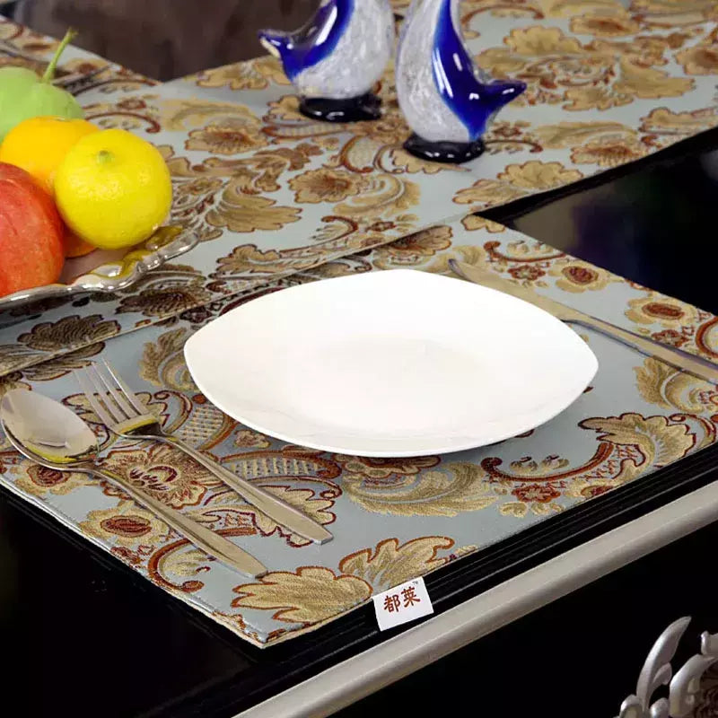 Corredor de mesa de luxo bordado moderno jacquard damasco floral corredores de mesa de luxo placemats jacquard mesa de café decoração borlas