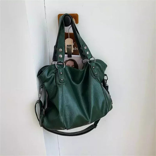 Bolsas de ombro pretas de grande capacidade para mulheres, bolsa de compras monocromática, couro macio, bolsa crossbody, sacola de viagem senhora