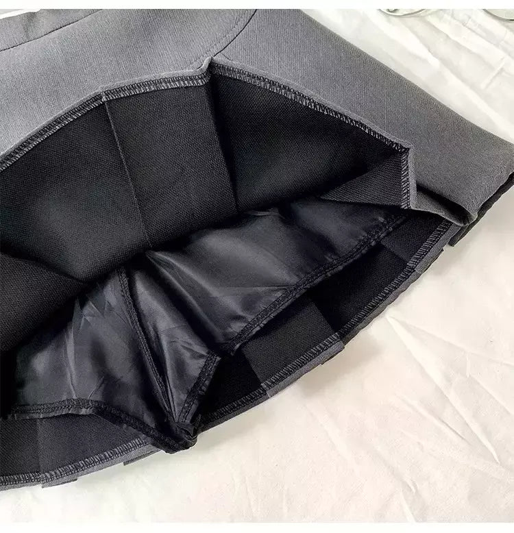 Mini vestido de cintura alta feminino, Cinza, Emagrecimento, Versátil, Anti-Exposição, Saia Linha A, Design, Sentido, Primavera, Outono, Novo, 2022