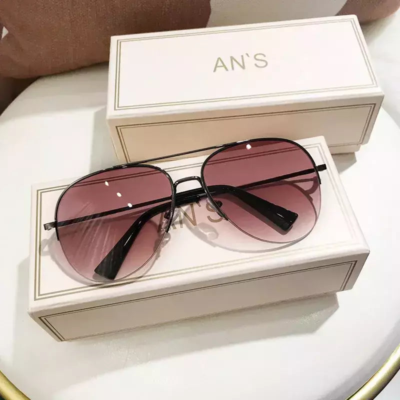 Óculos de sol gradiente anti-reflexo para homens, armação grande, óculos de sol piloto, uv400, moda