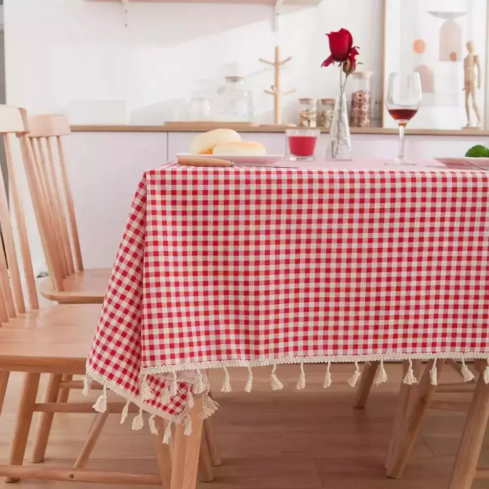 Toalha De Mesa Impermeável De Xadrez Vermelho, Home Dining Coffee Table Cover, Decoração De Festa De Casamento, Piquenique Interior e Exterior
