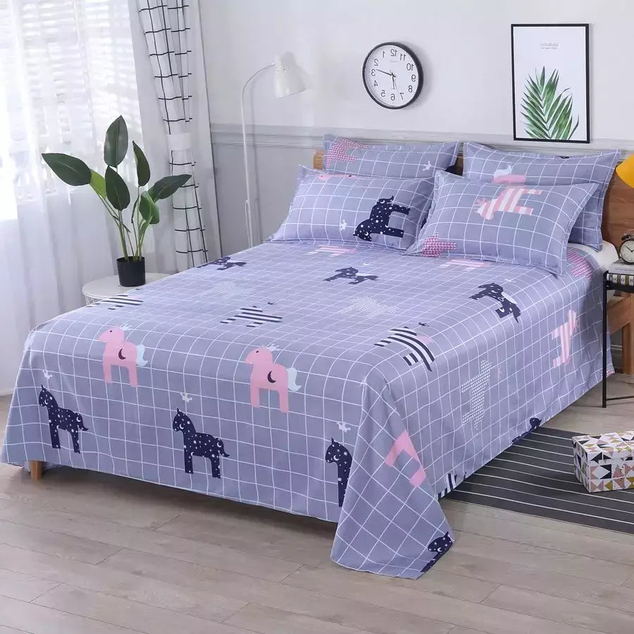 Home Textile Conjunto de lençóis com fronhas, cama plana, Lovers Room, Material de algodão, 3pcs
