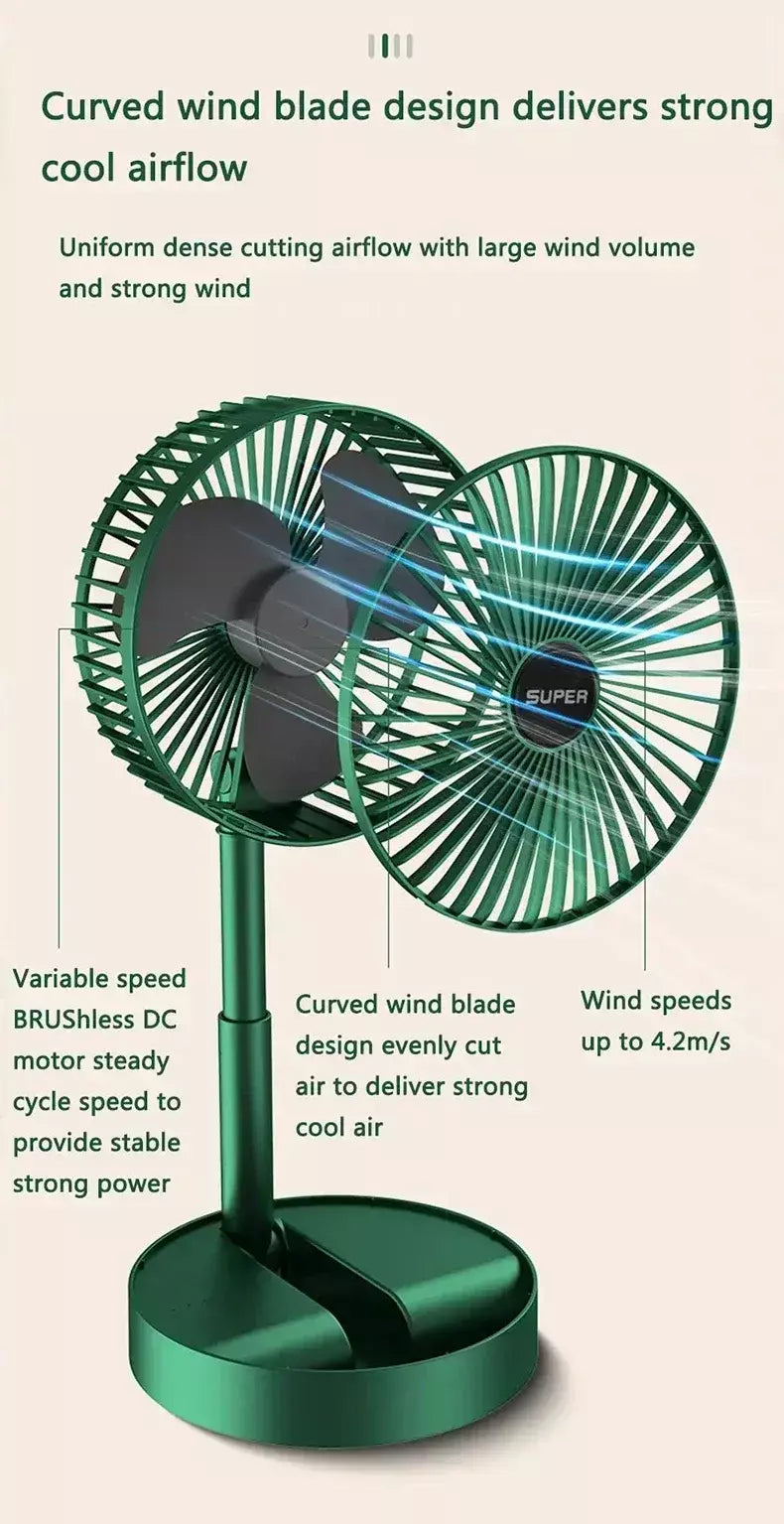 Mini ventilador elétrico portátil ajustável, Pequeno ventilador de refrigeração, Handy Desk, Casa, Escritório, Bateria de mesa, USB Recarregável
