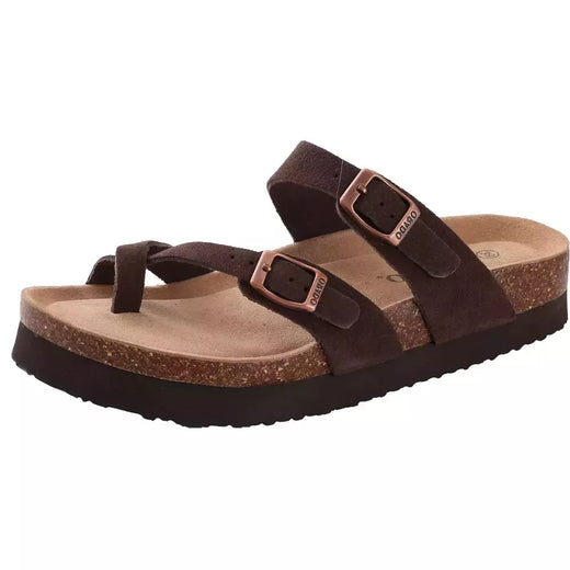 Chinelos Antiderrapantes Kidmi-Camurça para Homens e Mulheres, Mulas Clássicas de Cortiça, Sandálias Fivela Ajustável, Moda Exterior
