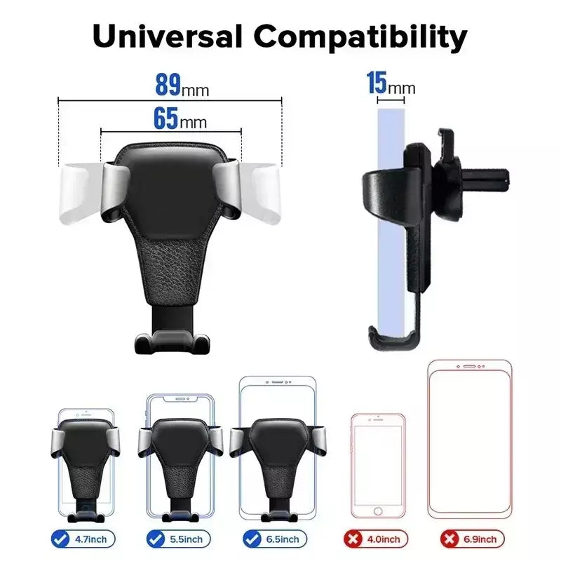 Suporte de telefone para carro por gravidade, clipe de ventilação de ar, suporte para celular móvel, smartphone, gps, suporte para carro para iphone, samsung, xiaomi
