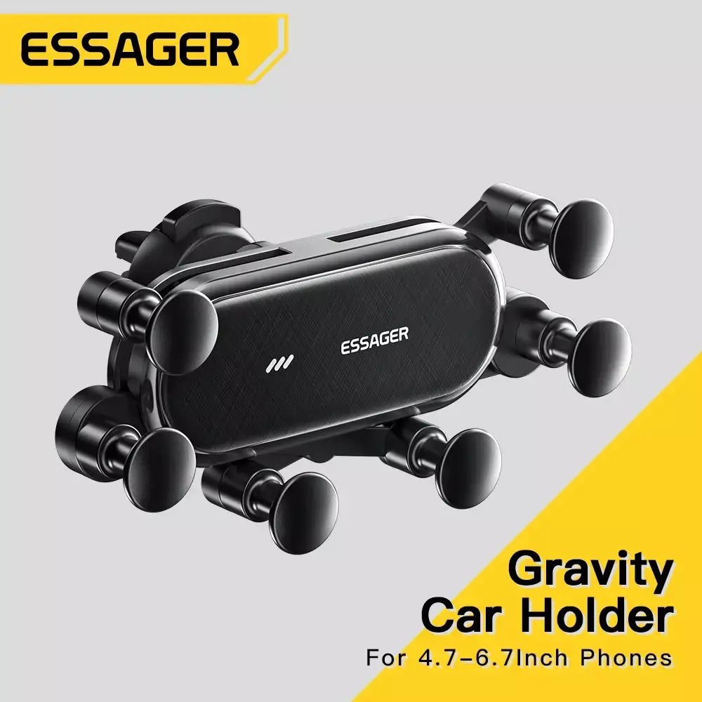 Essager gravidade suporte do telefone do carro clipe de ventilação de ar montar suporte do telefone celular no carro gps suporte para iphone 14 13 12 pro xiaomi