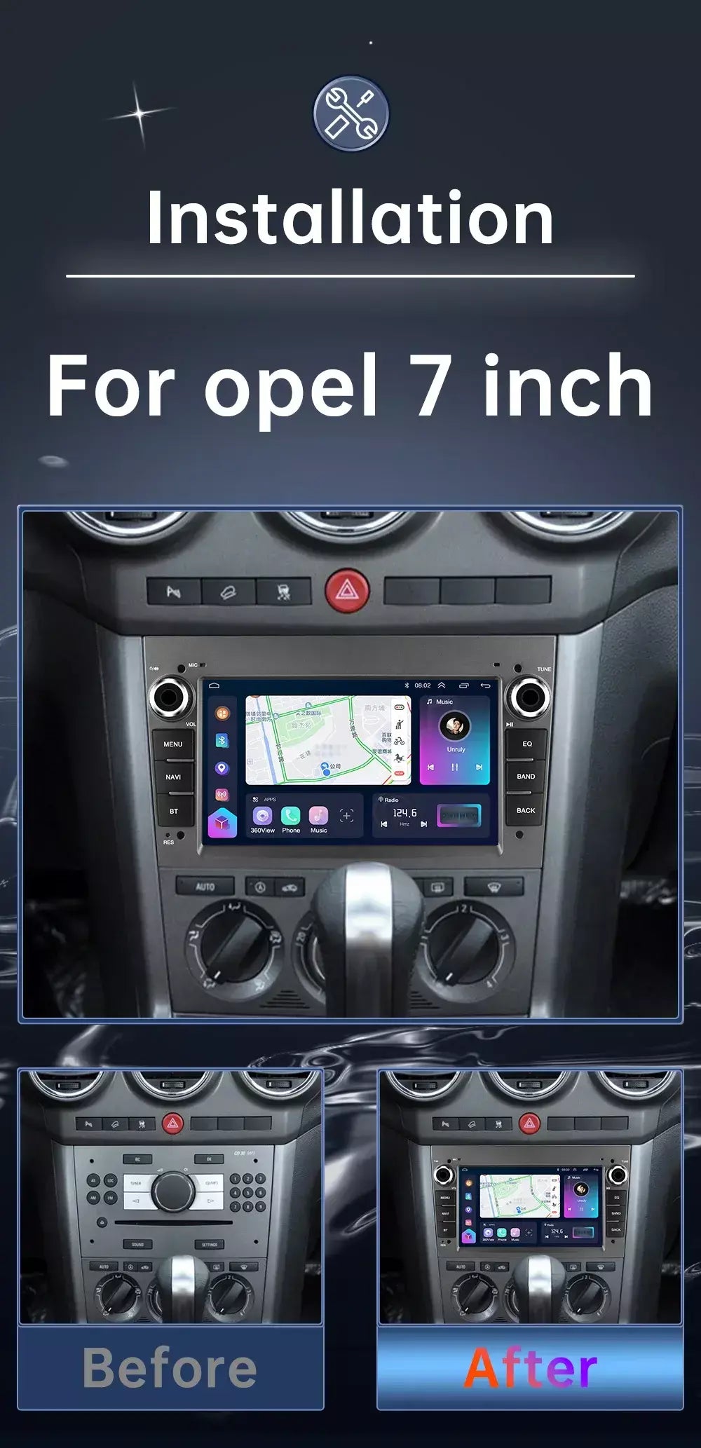 64g 2 din carplay/auto rádio do carro reprodutor de vídeo multimídia para opel vauxhall astra antara meriva vivaro combo sigum vectra corsa