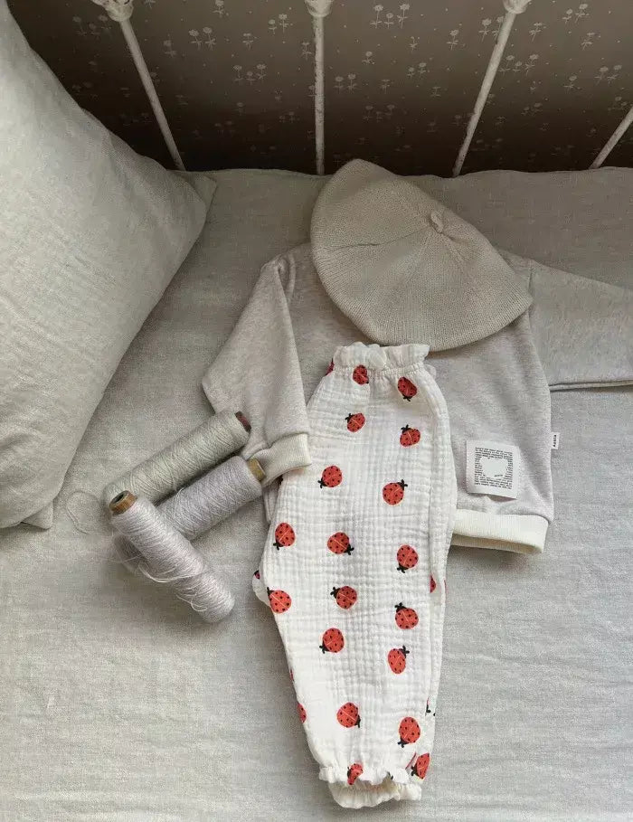 Calças de bebê de algodão orgânico recém-nascidos outono primavera verão inverno bonito impressão macia musselina roupas calças pantalons capris