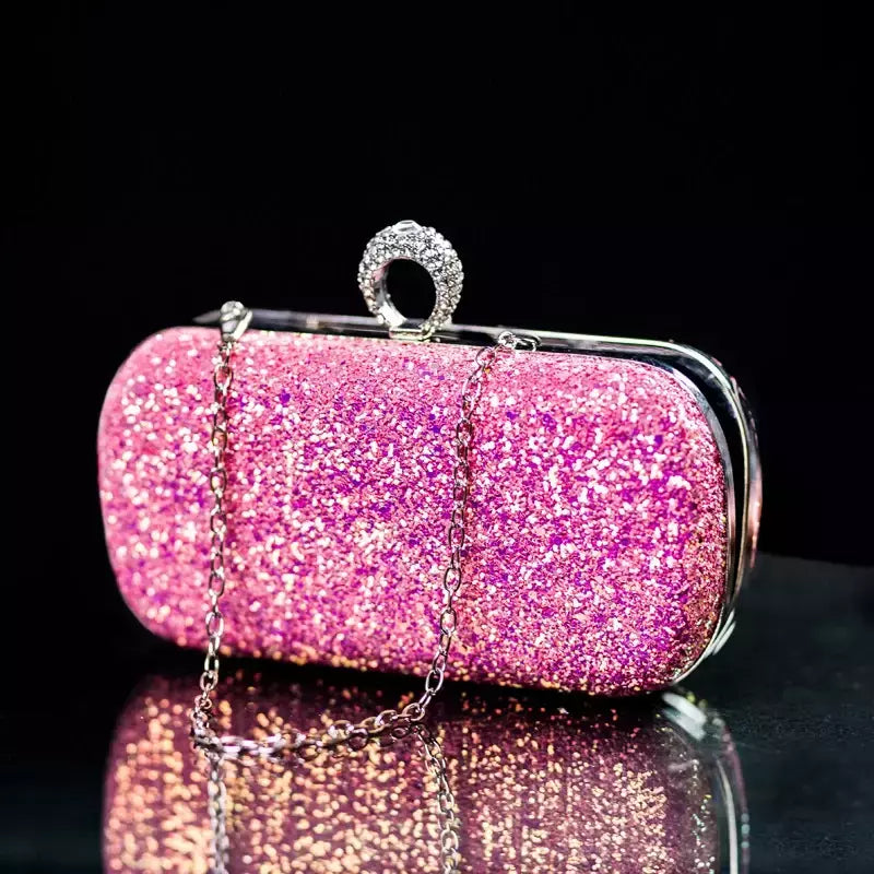 Evening Pink Clutch Purse Mulheres Bling Lantejoulas Bolsas 2023 Novo Designer De Moda Saco De Telefone De Luxo Crossbody Pequeno Saco De Designer