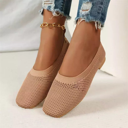 Sapatos baixos para mulheres, sapatos baixos, cabeça redonda, sólido, boca clara, malha doce, respirável, grande, solteiro, primavera, outono, moda, 2022