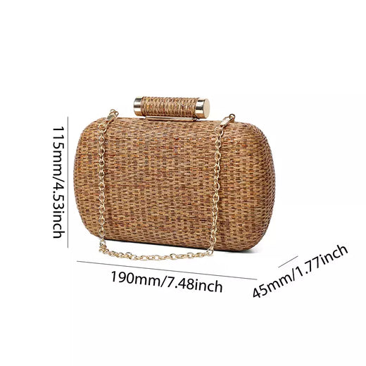 Bolsa de embreagem para mulheres, Bolsa de Raffia para senhoras, Bolsa de noite, Crochet Crossbody Bags, Ombro de praia, Verão, Saco de mão tecido luxuoso