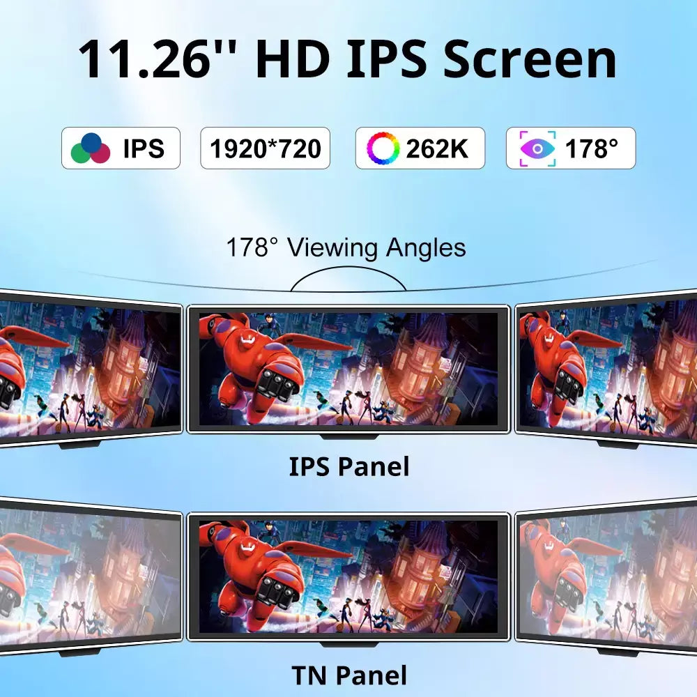 Reprodutor de vídeo multimídia com tela sensível ao toque IPS de 11,26 polegadas portátil 4K DVR sem fio CarPlay/Android Auto Dual Lens Gravador de condução