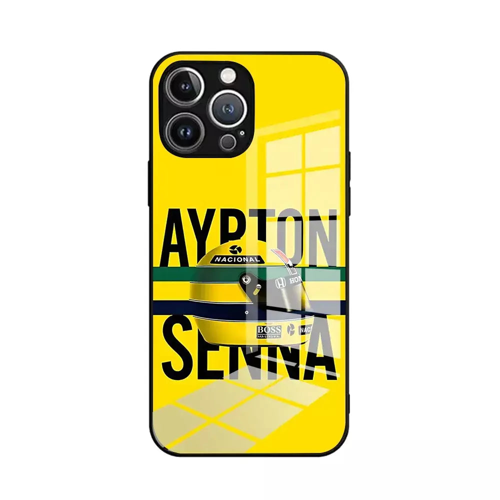 Ayrton Senna F1 Capa de telefone para iPhone 16 16e 15 14 13 12 Mini 11 Pro XS Max XR X SE 2022 8 7 Plus Moldura de silicone macio de vidro