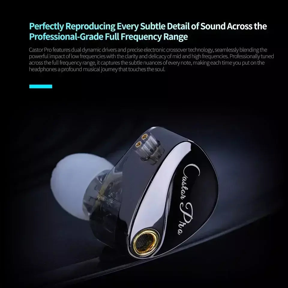 KZ Castor PRO Fone de ouvido intra-auricular HiFi Bass Dinâmico Fones de ouvido sintonizáveis de última geração Harman Target com fones de ouvido de graves aprimorados