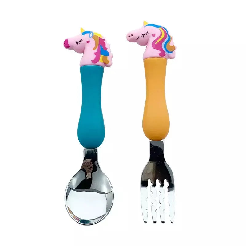 4 pçs/set talheres peppa porco unicórnio garfo colher brinquedo conjunto george festa de aniversário talheres rosa figura dos desenhos animados crianças presente para crianças