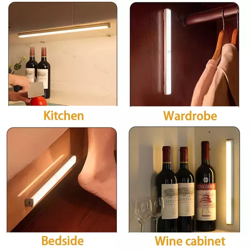 Luz noturna LED sem fio com sensor de movimento, lâmpada do armário, cozinha, quarto, detector, armário, retroiluminação da escadaria