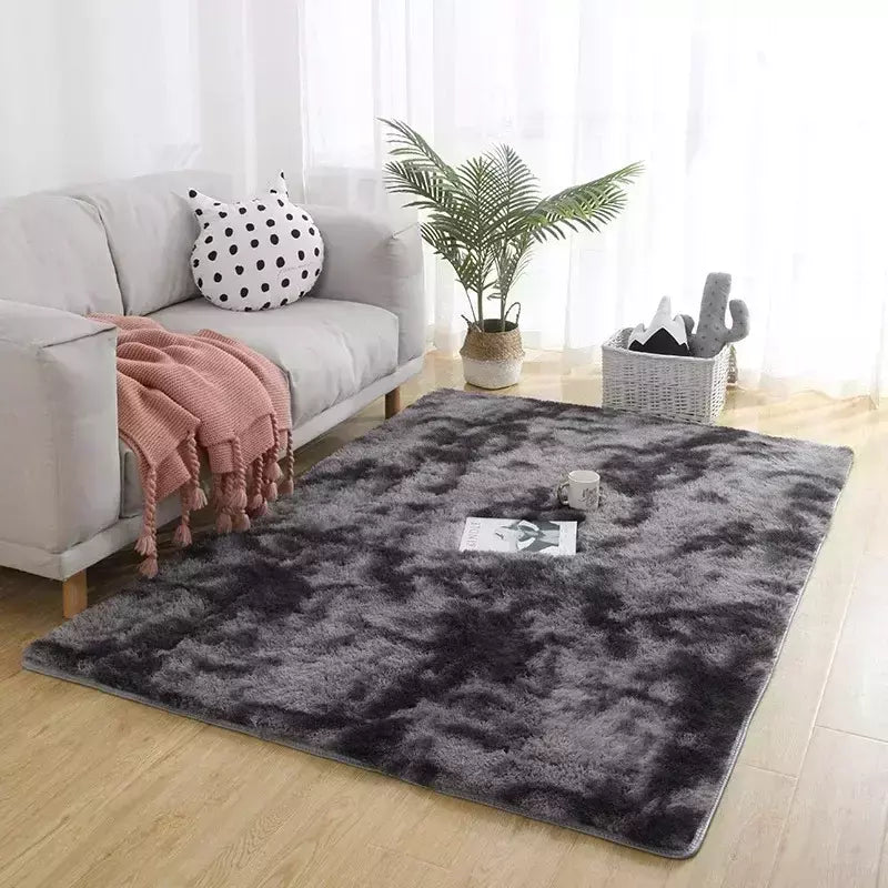 Tapetes macios para o quarto, Tie-Dyed Fuzzy Shag, Tapete de cabeceira de pelúcia, Tapete de sala de estar