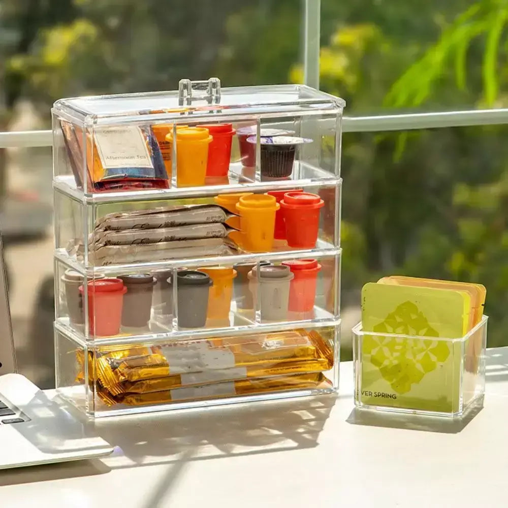 Transparente Acrílico Tea Bag Organizador, Caixa de armazenamento, classificar e organizar, Sala Prateleiras, 22*8.5*5.5 cm