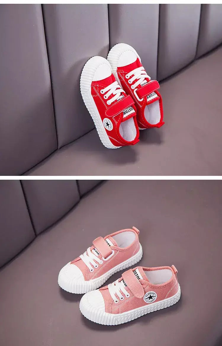 Sapatos de lona infantis sola macia confortável sapatos de biscoito meninos e meninas respirável antiderrapante lazer esportes sapatos de lona