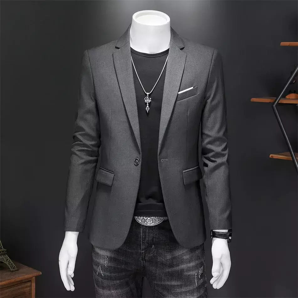 Blazer Casual de Negócios Masculino, Jaqueta Monocromática, Casacos Oversize, Smoking Masculino, Roupas de Marca, Roupas de Trabalho, Plus Size M-6XL