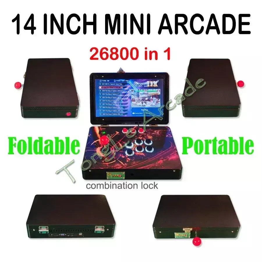 14-Polegada 3d pandora 26800 em 1 console dobrável portátil dx máquina de jogo 6 teclas caixa 720p tela hd mini arcade luar para crianças