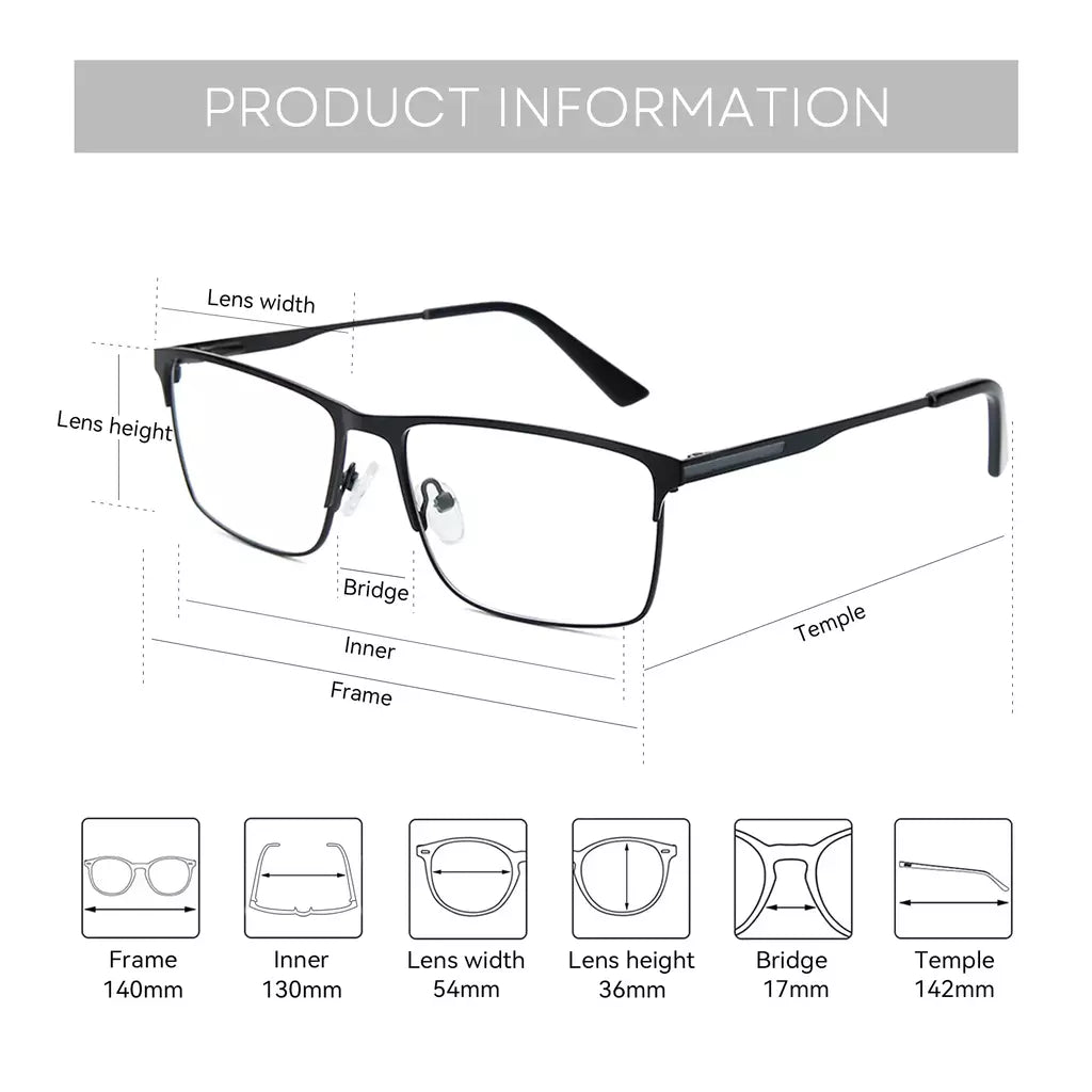 ZENOTTIC 2024 Liga dos homens Titanium Ótico Eyeglass Frame Moda Homens Quadrados Óculos Ultra Light Metal Clássico Sobre o balcão Óculos BT2108