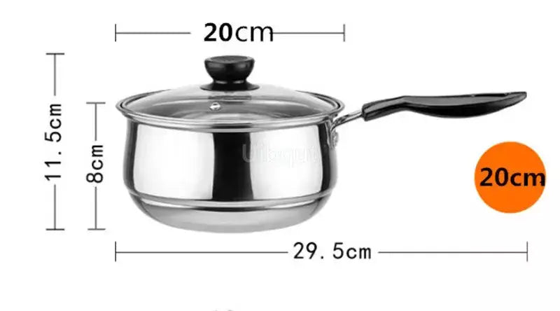 Panela de aço inoxidável com fundo duplo, panela de sopa não magnética, panelas multiuso, panela antiaderente, fogão a gás usado, panela quente