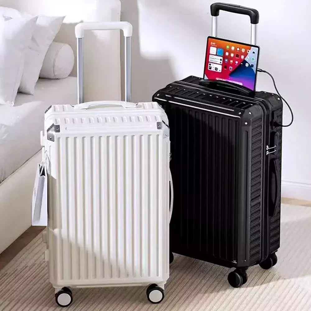 Mala de alumínio do curso do quadro, portador de bagagem, caixa do trole, cabine de transporte, 20 "24" 28";;VERDADEIRO;;"A09White suitcase,28 Inch