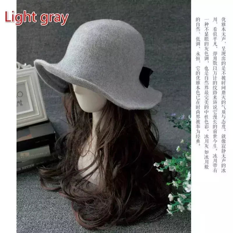 Chapéu de lã de bowknot vintage feminino, Fedoras para senhoras, cúpula de feltro para casamento Igreja Jazz, boné feminino elegante, outono e inverno
