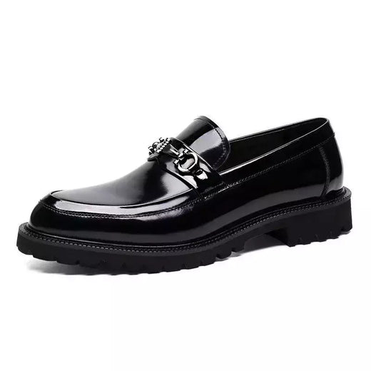 Sapato masculino vestido de fivela de rua, mocassins de couro genuíno, sapatos casuais luxuosos, sapato elegante bom ponto afiado, alta qualidade