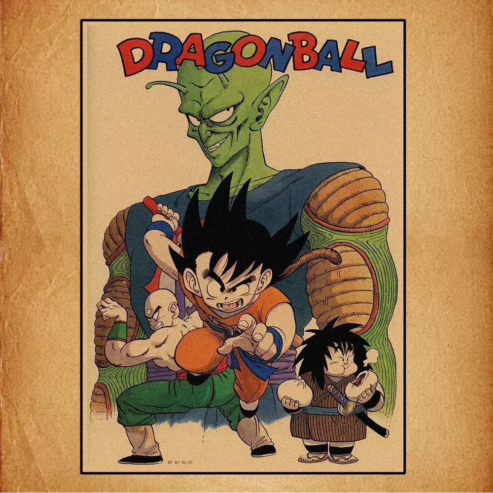 Japonês em torno do anime retro dragon ball cartaz goku gohan vegeta piccolo friza pintura em tela impressão arte da parede presente das crianças