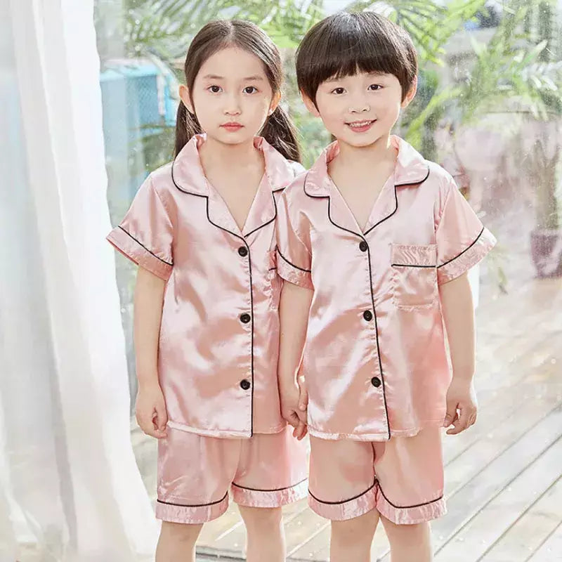 Conjunto de pijamas de botão infantil, pijamas de seda para meninas, pijamas infantis de Natal, criança, pijamas cetim bebê, espreguiçadeira