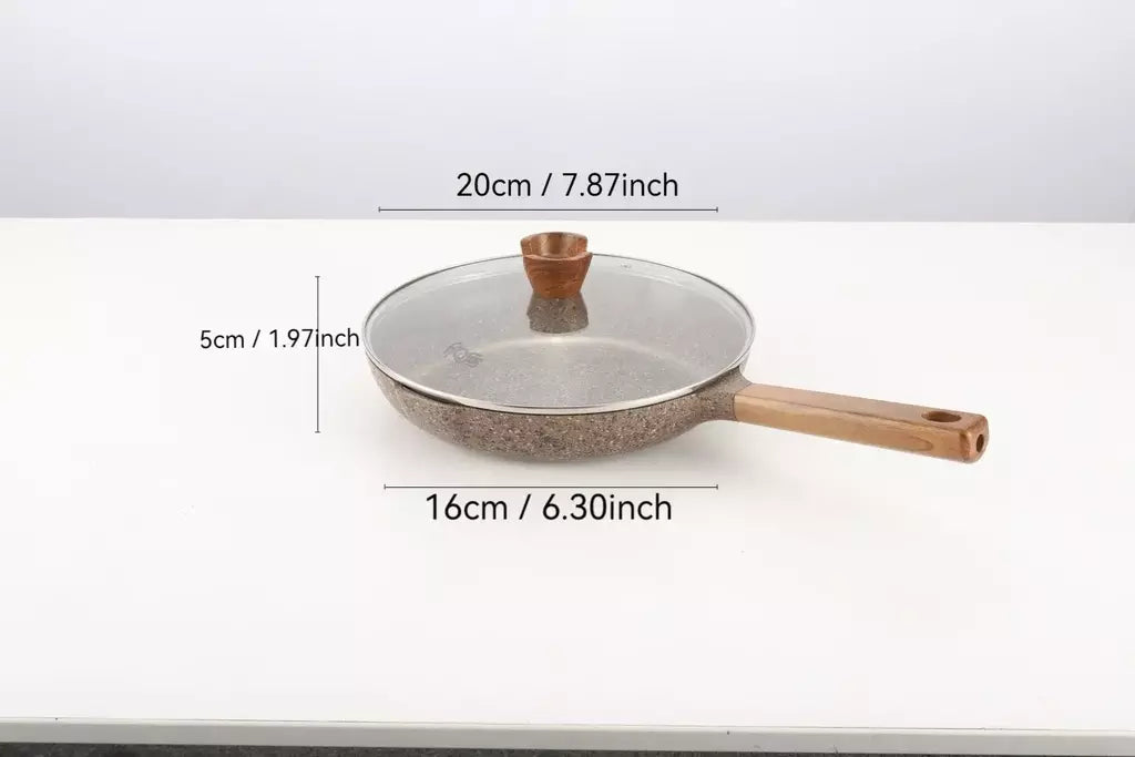 Donnor frigideira de granito 20/24/28cm, frigideira de pedra médica, frigideira de omelete saudável, não tóxica com alça resistente ao calor