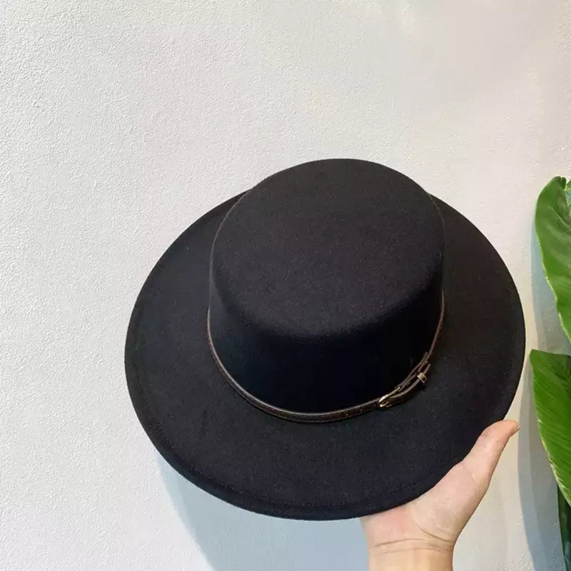 Chapéus de feltro chapéu de feltro de aba de lã decorado com fivela de cinto chapéus de feltro de lã retro boné de jazz inverno outono quente estilo britânico bonés de boater