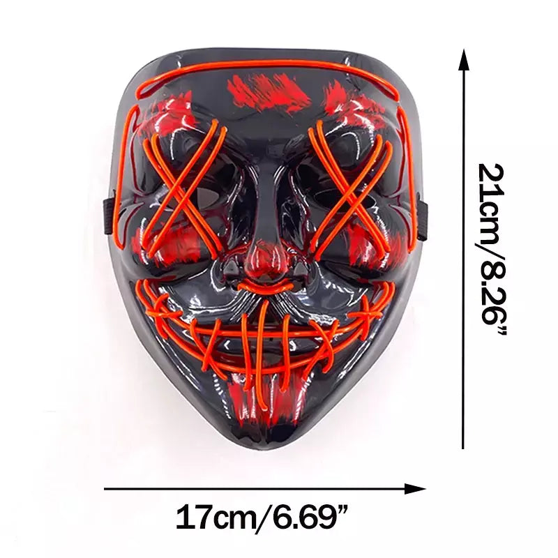 Neon sem fio led máscara de purga brilho no escuro cosplay máscara de terror halloween masquerade festa máscaras brilhantes engraçado vestir-se