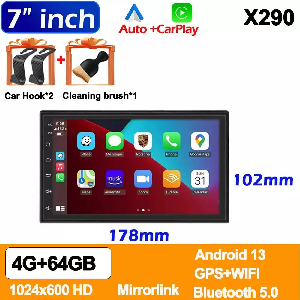 Android13 7 9 10 polegadas multimidia automotiva Car Radio GPS 2 din Rádio Receptor Estéreo Jogador carplay 64G Multimedia Player CarPlay sem fio Android Auto radio automotivo bluetooth Presente