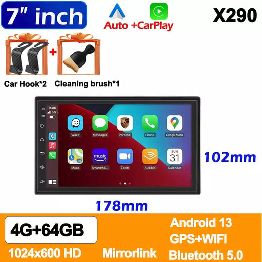 Android13 7 9 10 polegadas multimidia automotiva Car Radio GPS 2 din Rádio Receptor Estéreo Jogador carplay 64G Multimedia Player CarPlay sem fio Android Auto radio automotivo bluetooth Presente