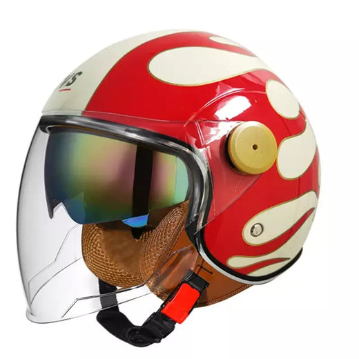 Capacete de motocicleta vintage leve com viseira dupla moto equitação 3/4 meio capacete aberto retro casco moto 3c & dot