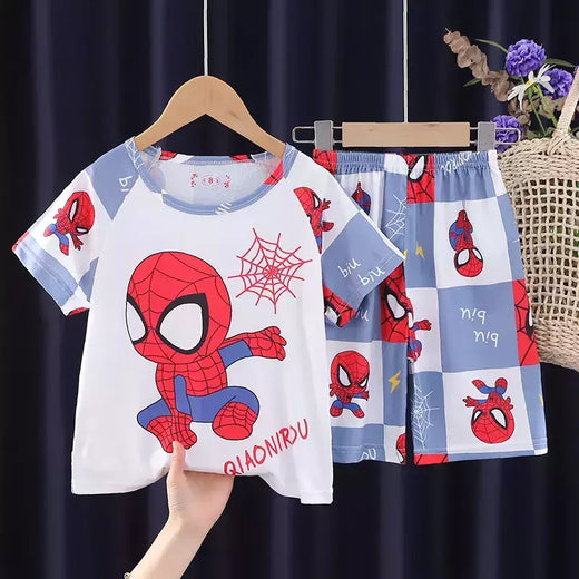 Conjunto de pijamas de manga curta infantil, roupa de menino, roupa de dormir infantil, verão