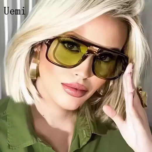 Óculos de sol piloto retrô para homens e mulheres, quadrados, pontes duplas, armação extragrande, tons, UV400, tendências, moda, atacado, novo