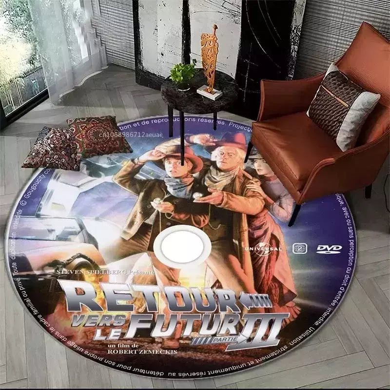 De Volta Para O Futuro Tapete Redondo, Filme CD e DVD, Home Room Decor, Tapete Círculo Impresso, Tapete Exterior Moderno, Moda