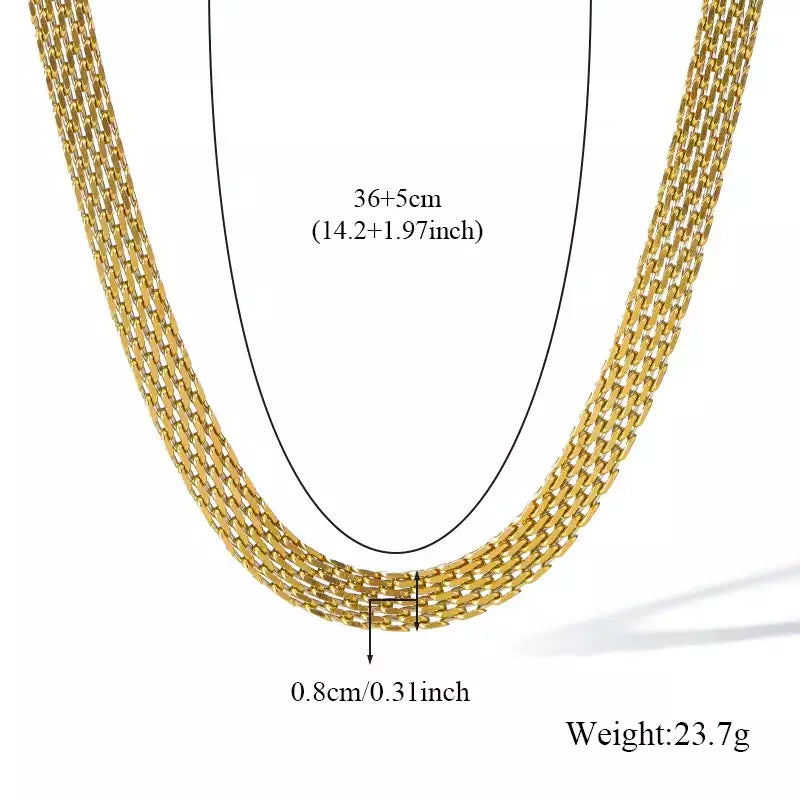 Eilieck 316l aço inoxidável metal charme corrente colar jóias de declaração 18k pvd banhado colar de pescoço corrente para mulher