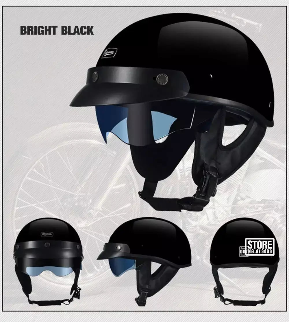 Retro capacete da motocicleta dot certificação moto capacete das mulheres dos homens meio capacete lente hd casco quatro estações equitação scooter capacetes