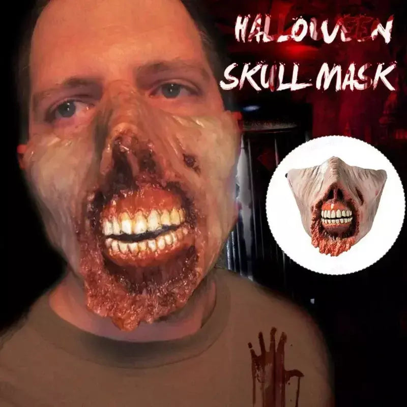 3D Móvel Máscara Esqueleto, Máscara de Horror Halloween, Festa Cosplay Adereços, Silicone Full Cap, Chapéu da Criatura, 2024