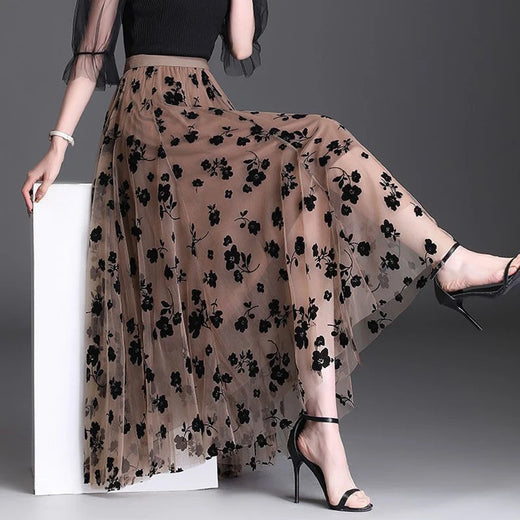 Saia coreana feminina de tule, saia midi solta, elegante feminina casual todas as saias de malha de fósforo, gancho de verão Fashion, nova