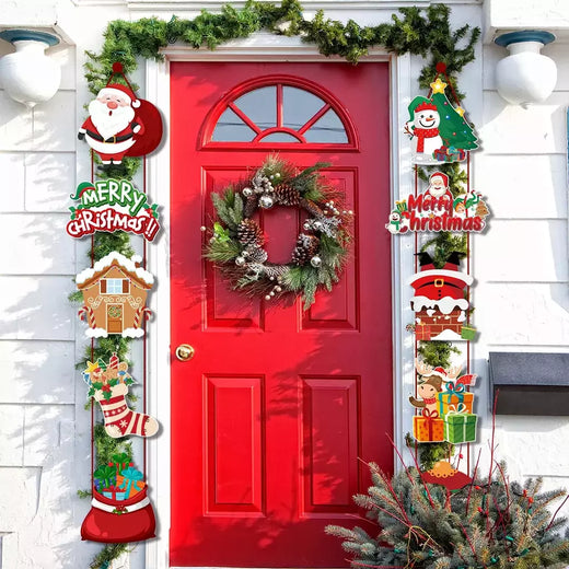 Feliz Natal Hanging Door Banner, Papai Noel, Boneco de Neve, Couplet, Decorações Home, Presentes De Natal, Noel, Ano Novo
