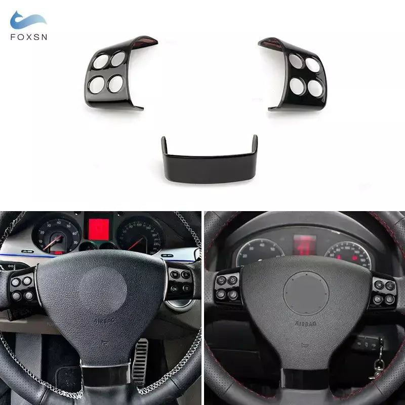 Para vw golf 5 mk5 passat b6 jetta mk5 tiguan abs textura de fibra carbono interior painel volante capa guarnição acessórios preto