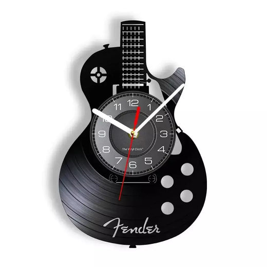 Guitarra acústica Wall Art Relógio, Instrumento Musical, Home Interior Wall Decor, Disco de vinil Relógio, Rock n Roll Presente Musical